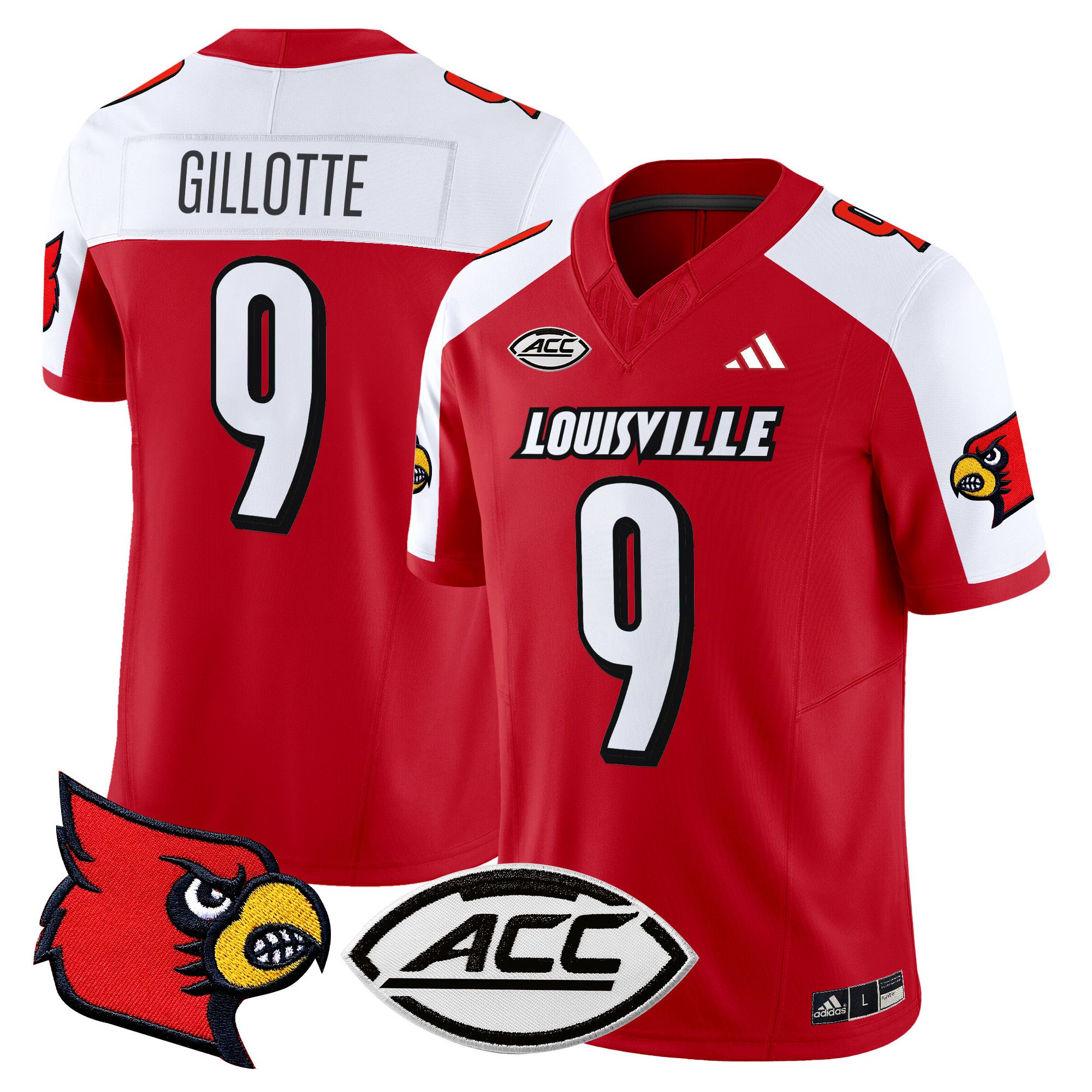 Men Louisville Cardinals 9 Gillotte Red 2024 Vapor Limited NCAA Jersey